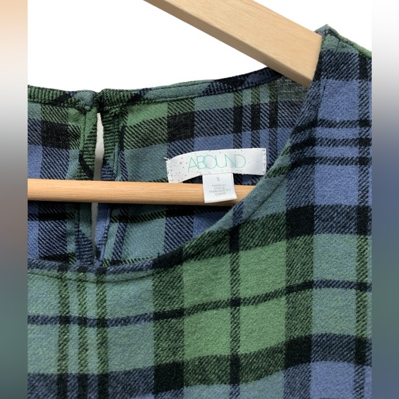 New! Abound flannel tiered plaid 3/4 sleeve dress, cotton, women's small - Picture 5 of 9